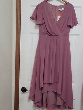 Ever Pretty Dusty Rose High-Low Flutter Sleeve Dress